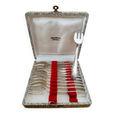 Coffret de 12 fourchettes à dessert/ poisson en métal argenté avec poinçon