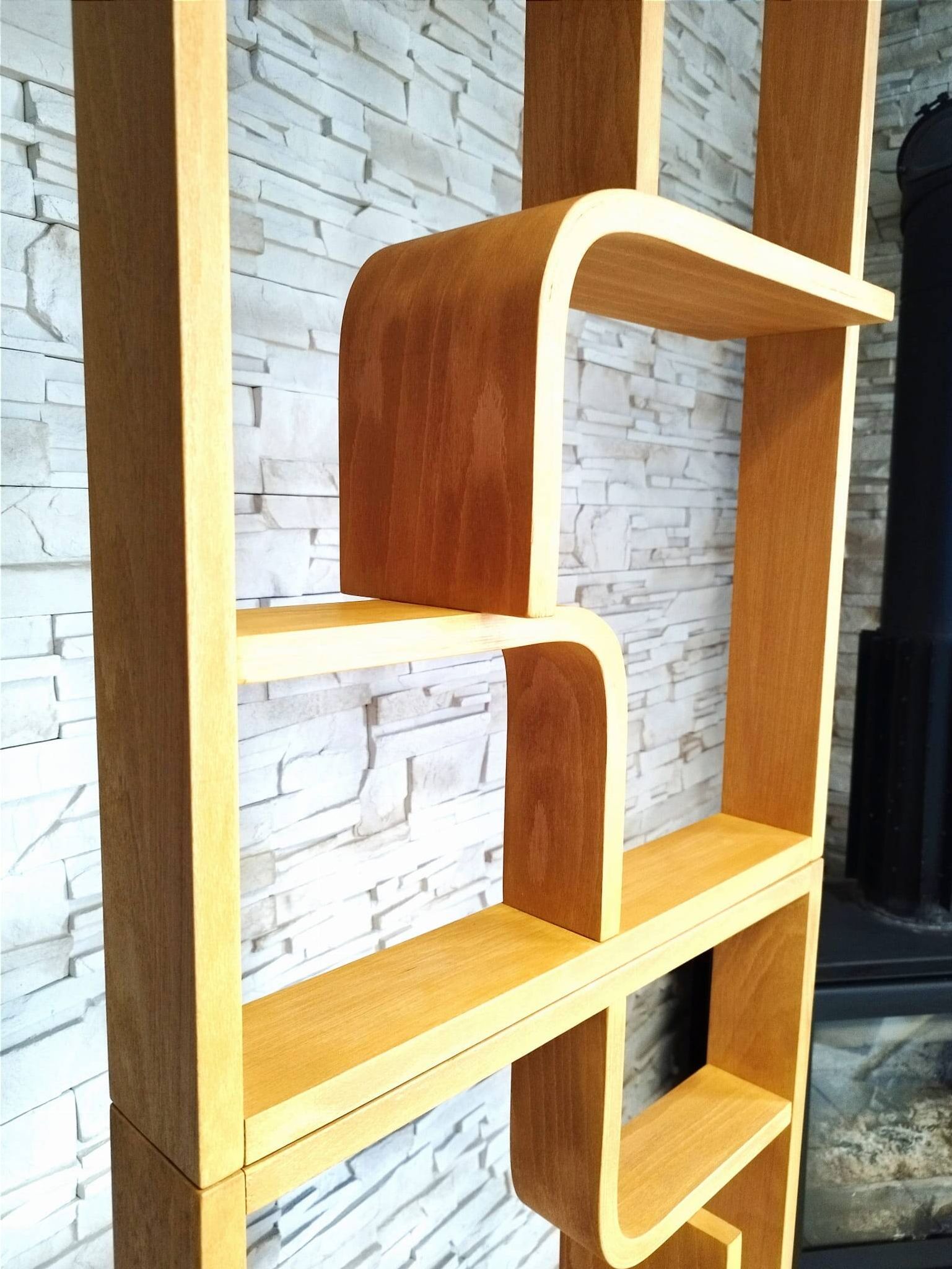 Bent plywood wall, bookcase, flowerbed, Volak by Holesov, 1960s Czechoslovakia