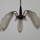 French Vintage Retro Mid Century Black & Gold 5 Arm Chandelier Glass Shades 5080