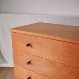 Scandinavian designer chest of drawers in blond oak Mid-Century Circa 1950