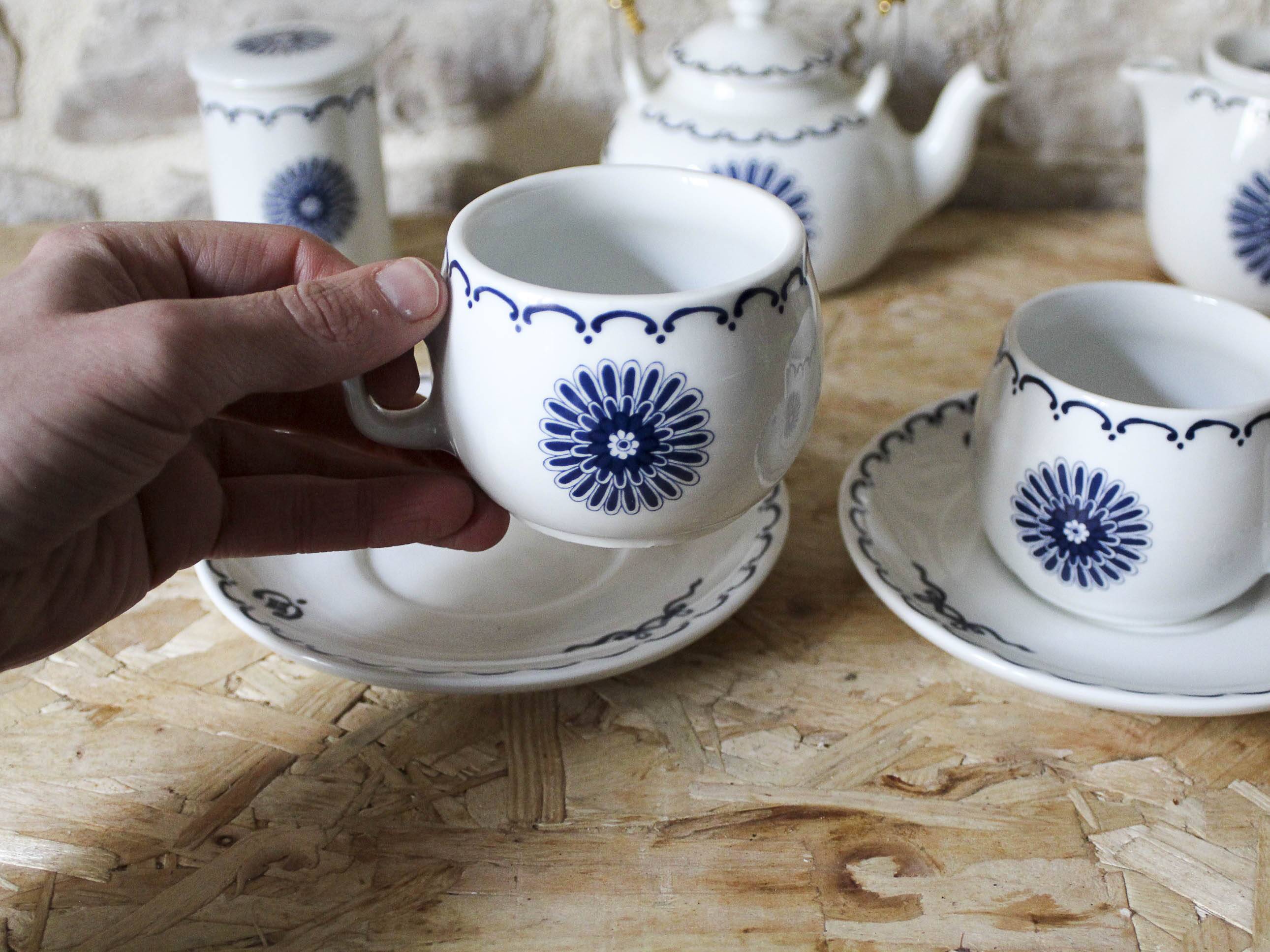 Tea service with blue Ming decor Paris Porcelain
