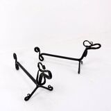 Pair of wrought iron dachshund andirons