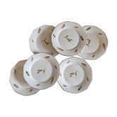 Assiettes plates anciennes X6 modèle "Nemours" de la manufacture française de Saint Amand