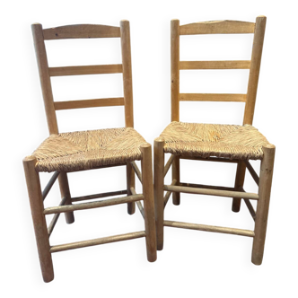 Two straw chairs
