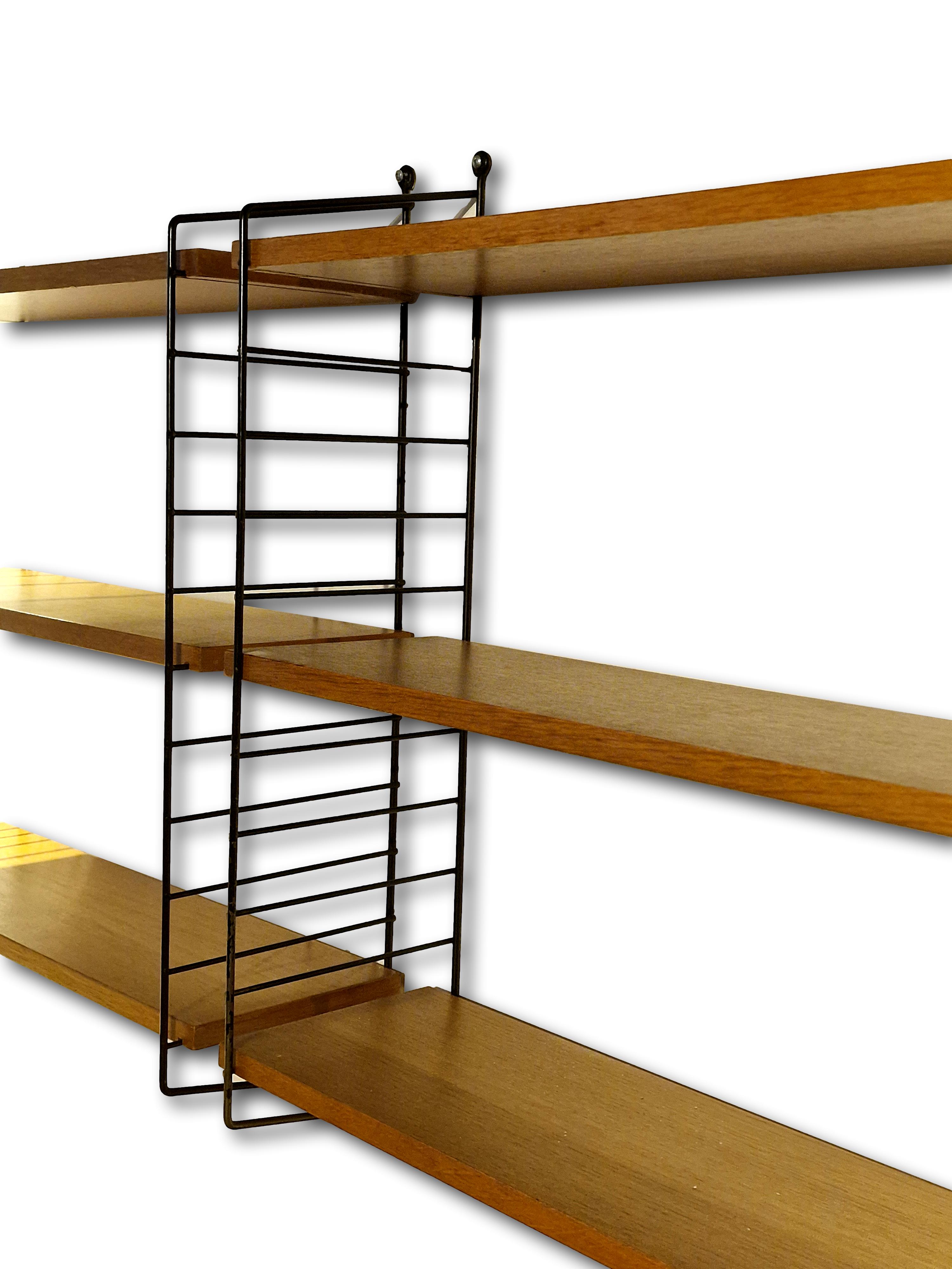 Scandinavian wall shelves teak & metal, 1960s