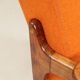 Vintage Orange Armchair Wool Upholstery Walnut Color Wood