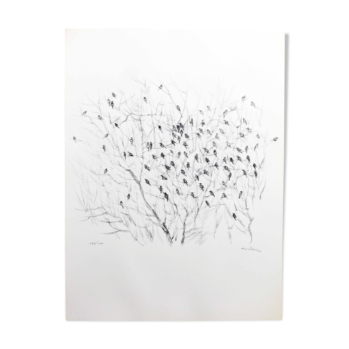 Lithograph by Alfred Meier 1972 "editing pins"