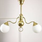 Art Deco Italian Brass and Opaline Chandelier