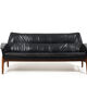 1950s Leather and Teak Wing Sofa by Ib Kofod-Larsen