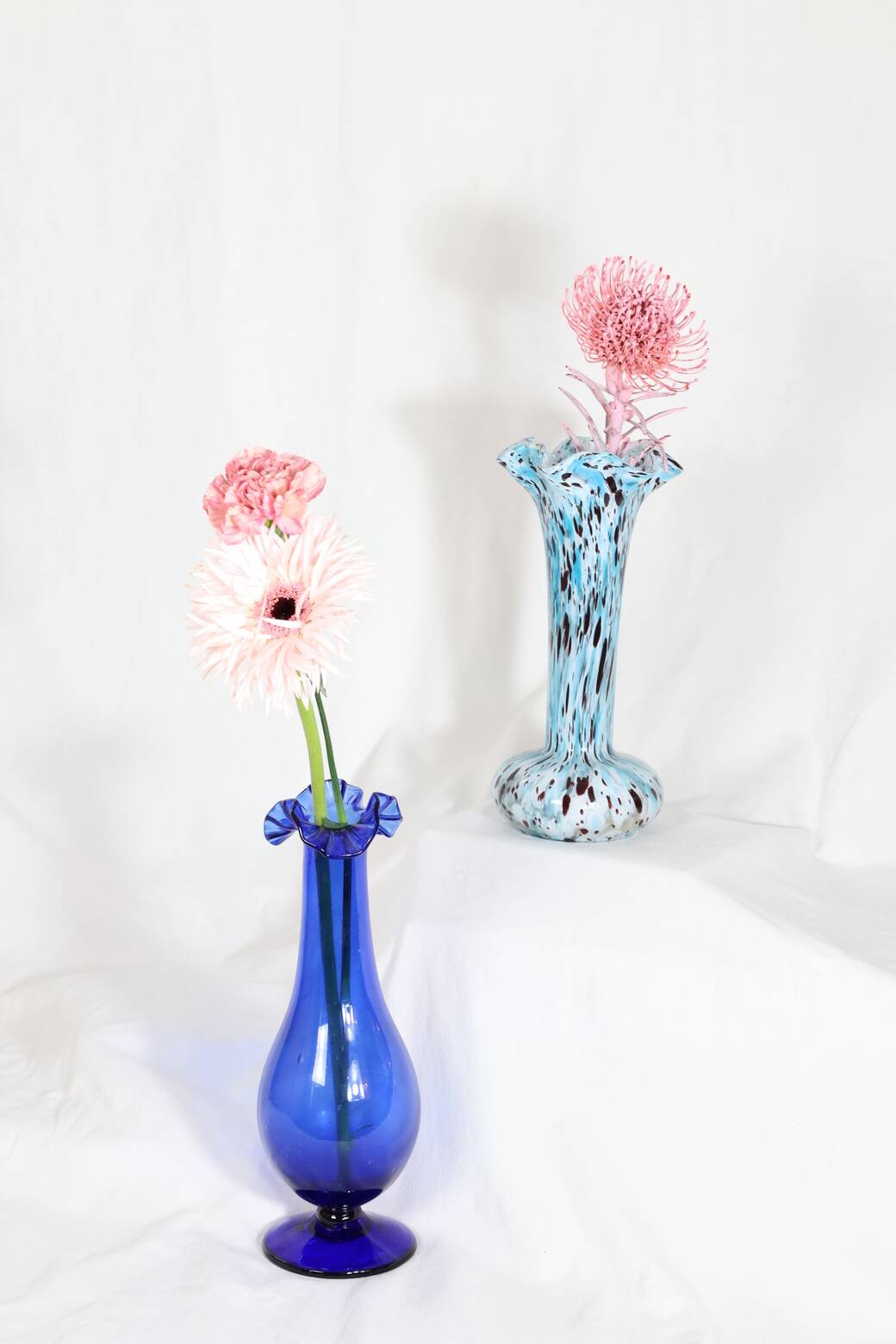 BLUE AND BROWN SPECKLED CLICHY GLASS VASE