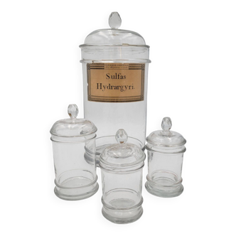 Set of 4 authentic vintage medicine jars