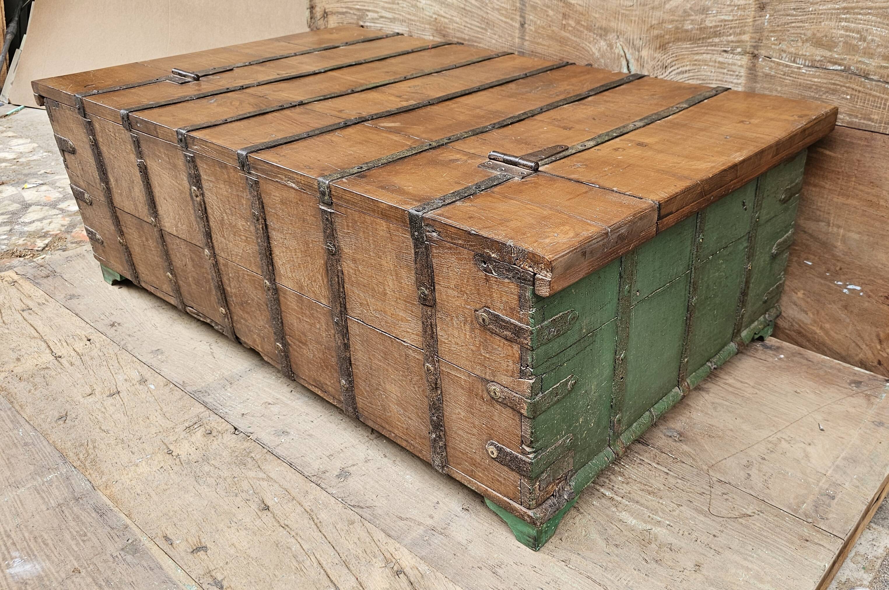 Old coffee table - Burmese teak chest