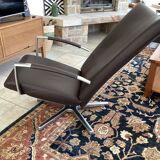 Chocolate leather swivel chair