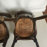 Baumann wood and leather chairs