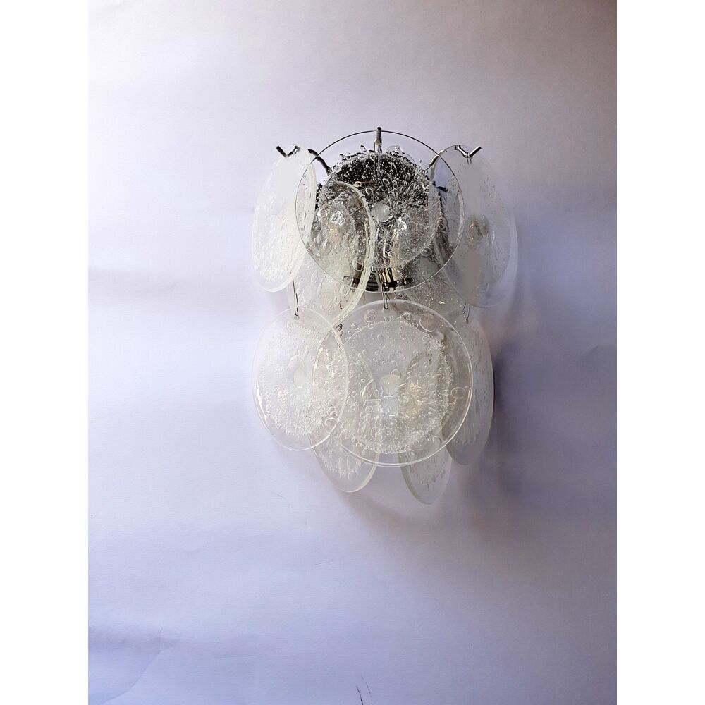 Pulegoso “disks” murano glass wall sconce