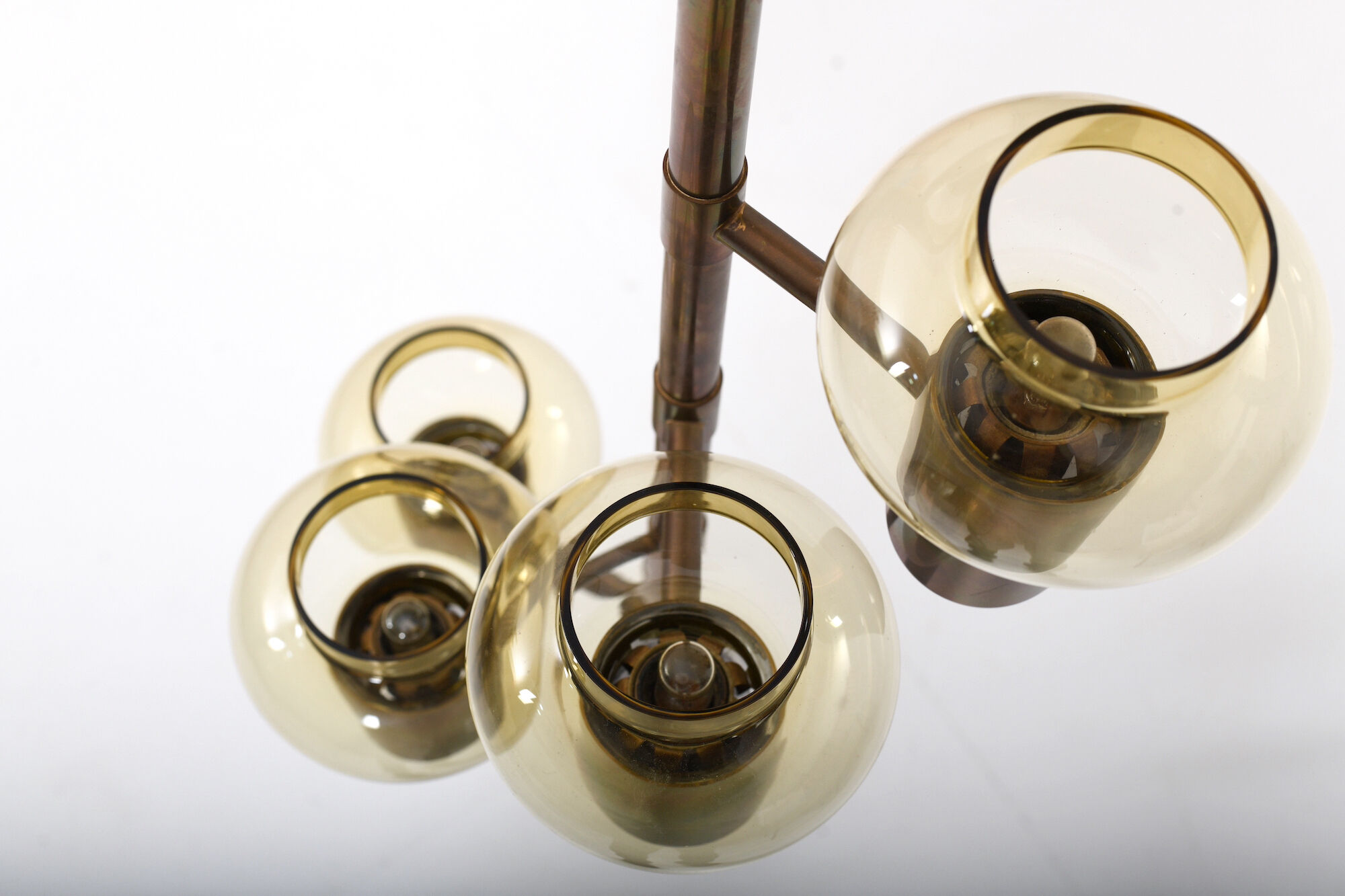 Mid century danish 6 arms brass-chandelier c.1960