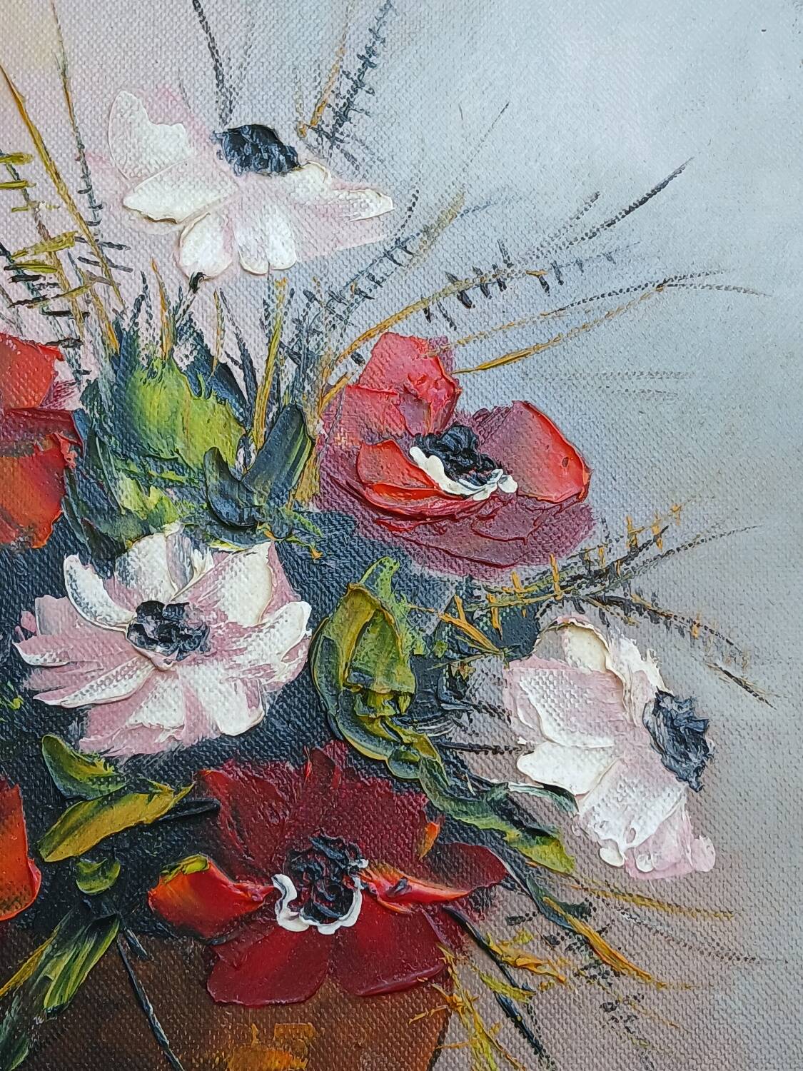 Painting bouquet of anemone flowers