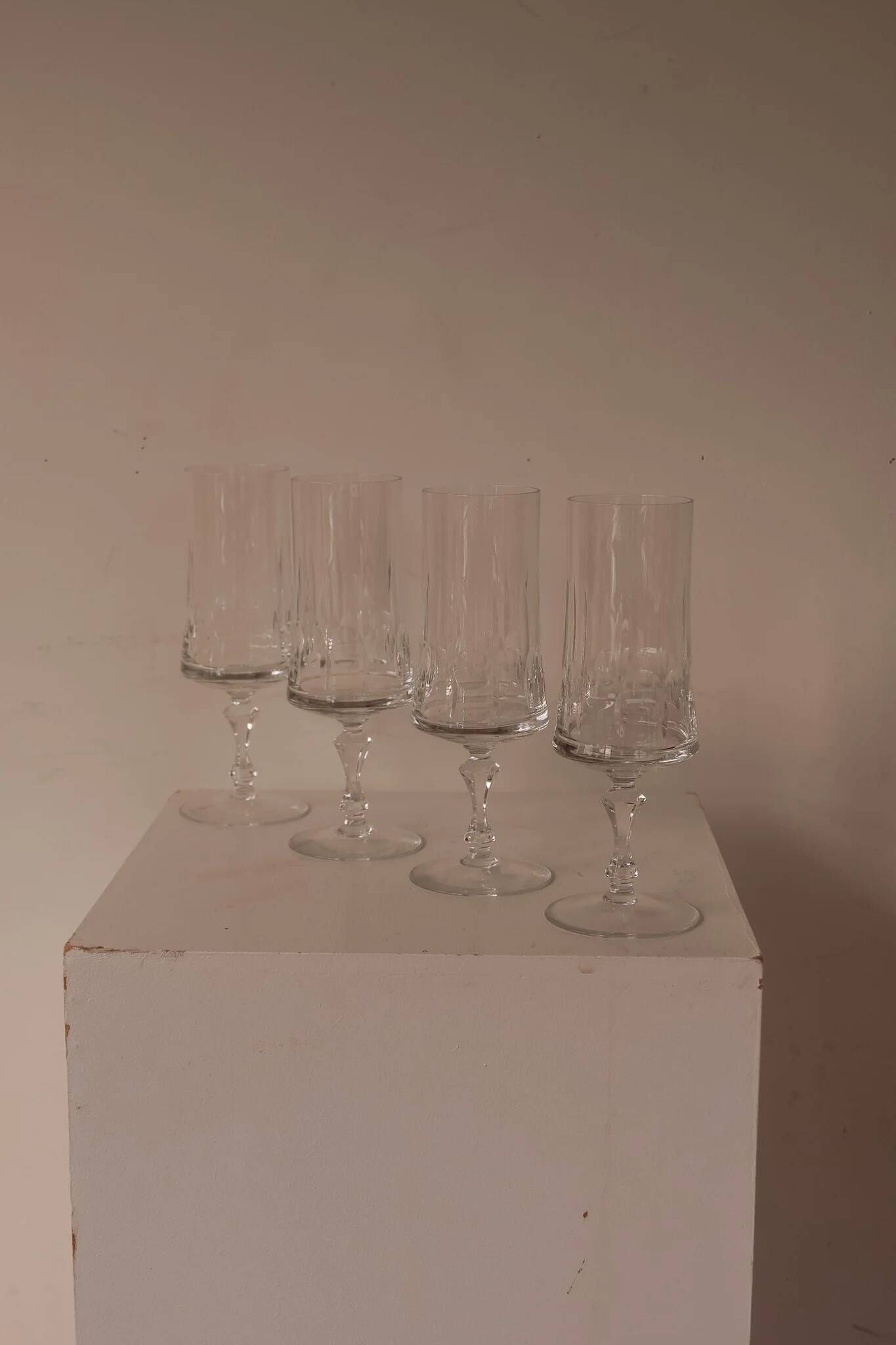Crystal champagne glasses from France, set of 4