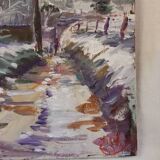 Oil on canvas, landscape under the snow, Jacques Wallart