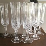 Set of 10 crystalline champagne flutes cut