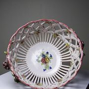 Openwork bowl in painted earthenware, Émile Tessier Le Croisic, 30-50's accident