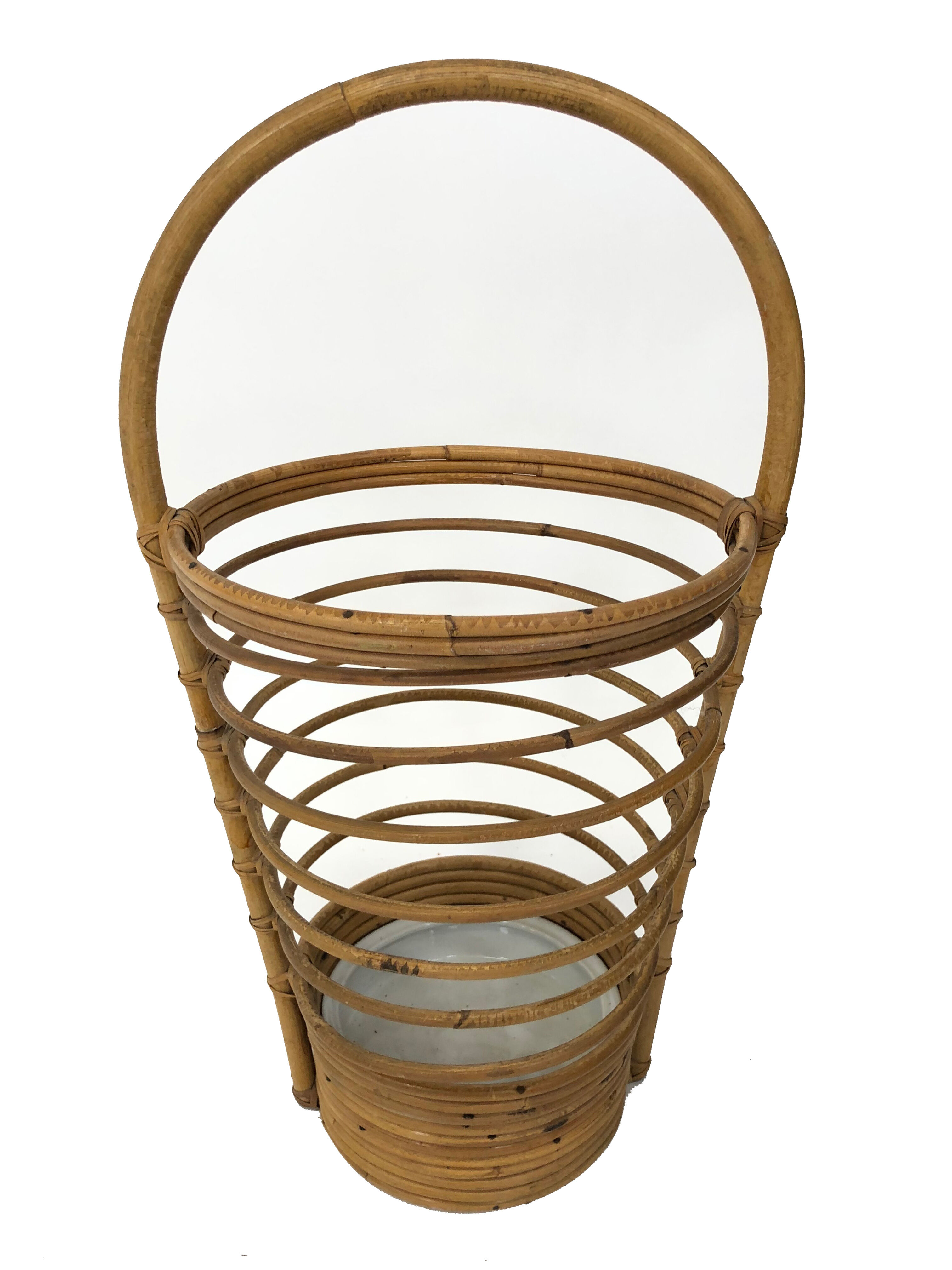 Umbrella holder in ratan, France, 1970