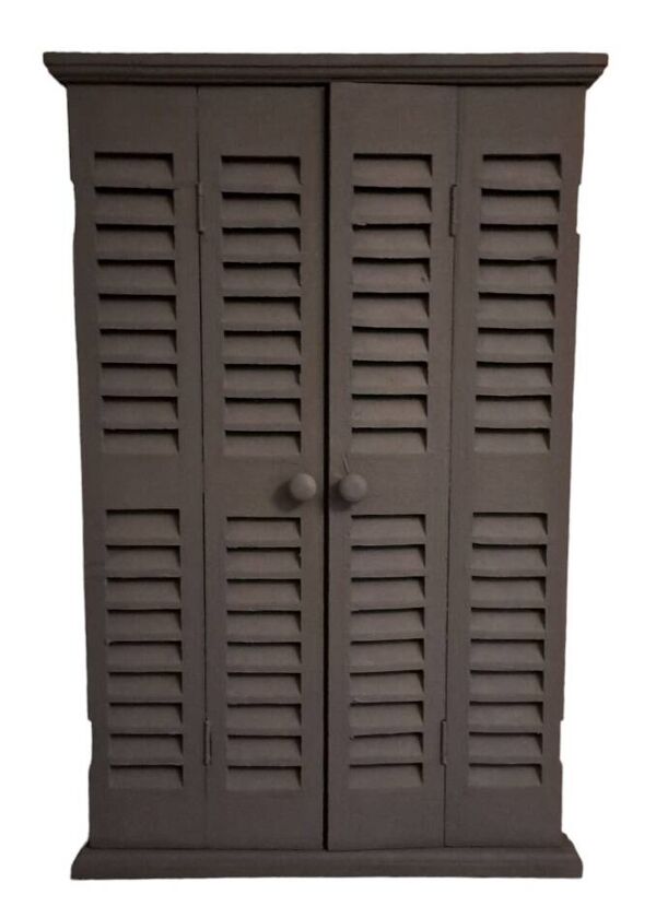 Miroir volet trompe l'oeil bois gris foncé 1990 / objet de décoration murale Miroir façon volets