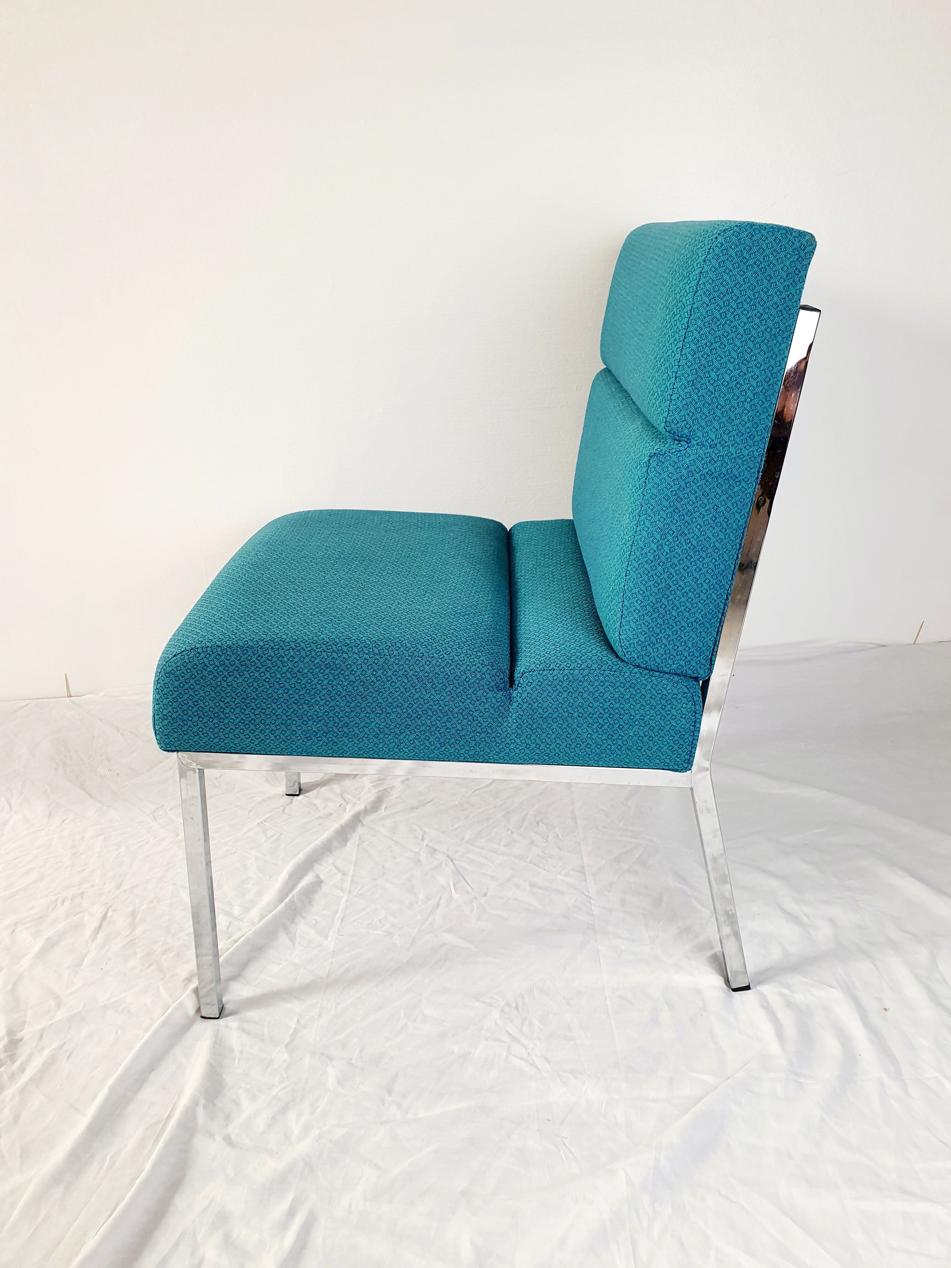 Vintage metal and fabric armchair