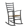 Rocking chair vintage en bois et corde Italie 1960