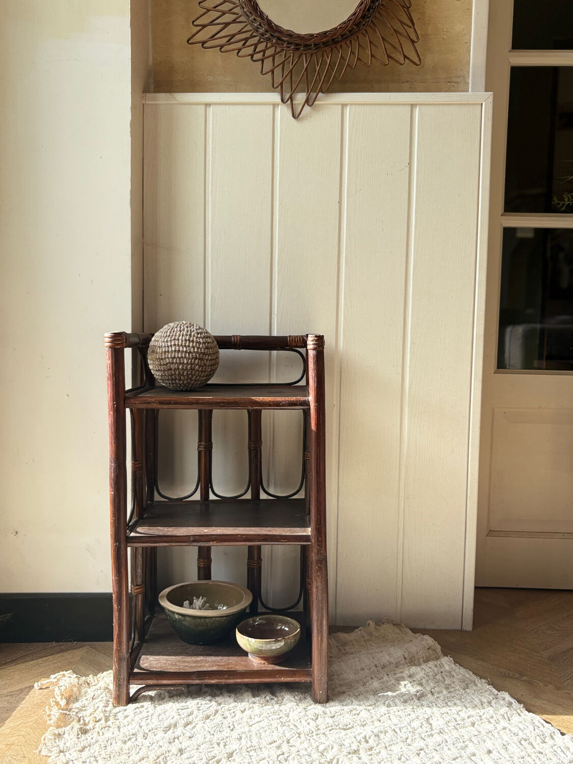 dark brown bamboo shelf