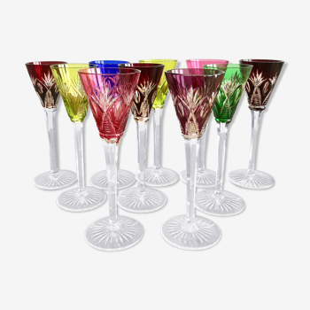 Set de 10 verres à liqueur en cristal de bohème