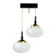 Suspension du milieu du siècle avec deux lampes opalines, Tchécoslovaquie vers les années 1960