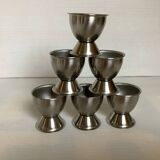 Six metal egg cups