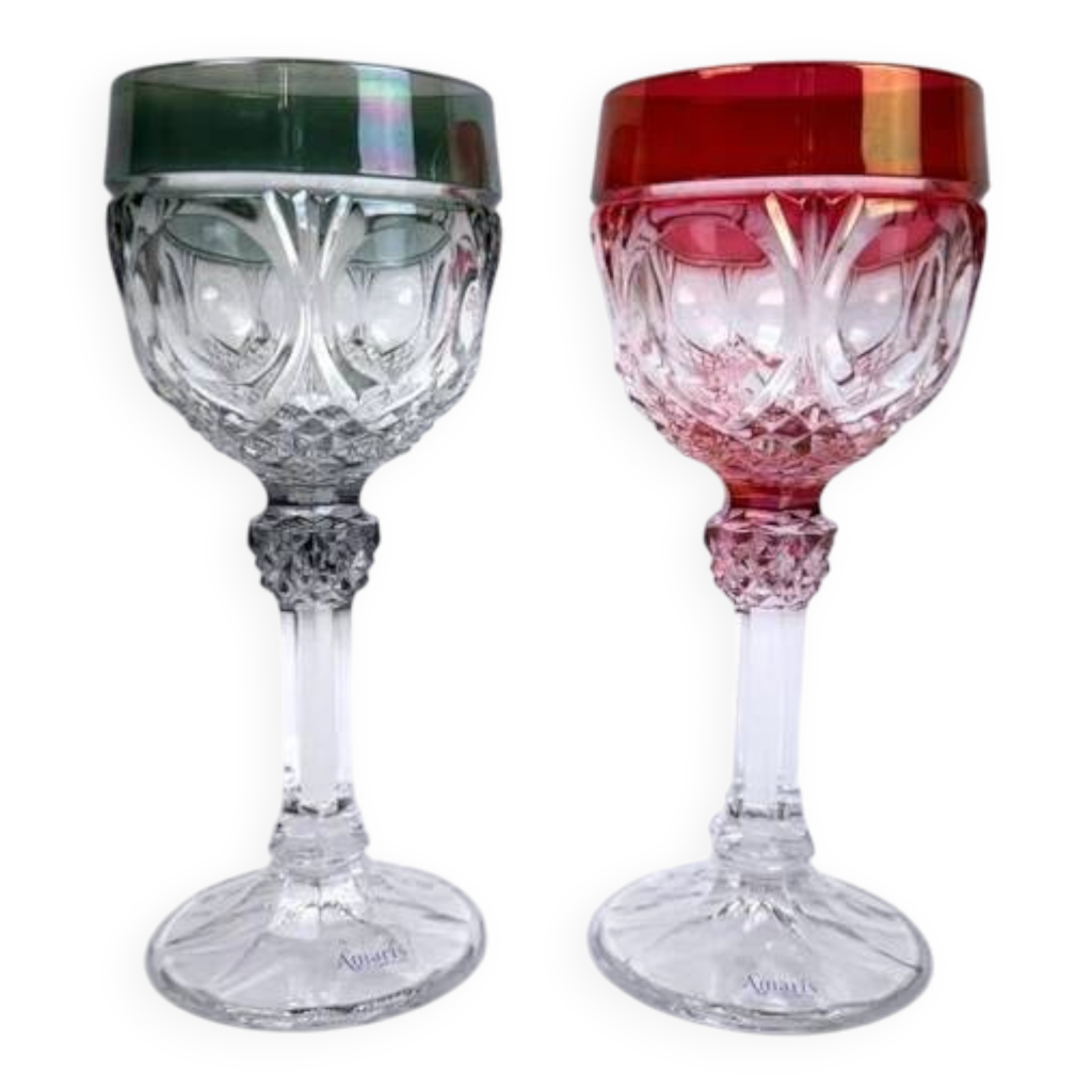VILLEROY & BOCH Cristallerie : Deux verres à vin blanc en cristal H. 15