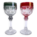 Set of 2 new two-tone Nachtmann Amaris crystal Rhine wine glasses