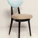 Mid-century heart-shaped chair in mixed beige and blue wool, Europe, 1960s.