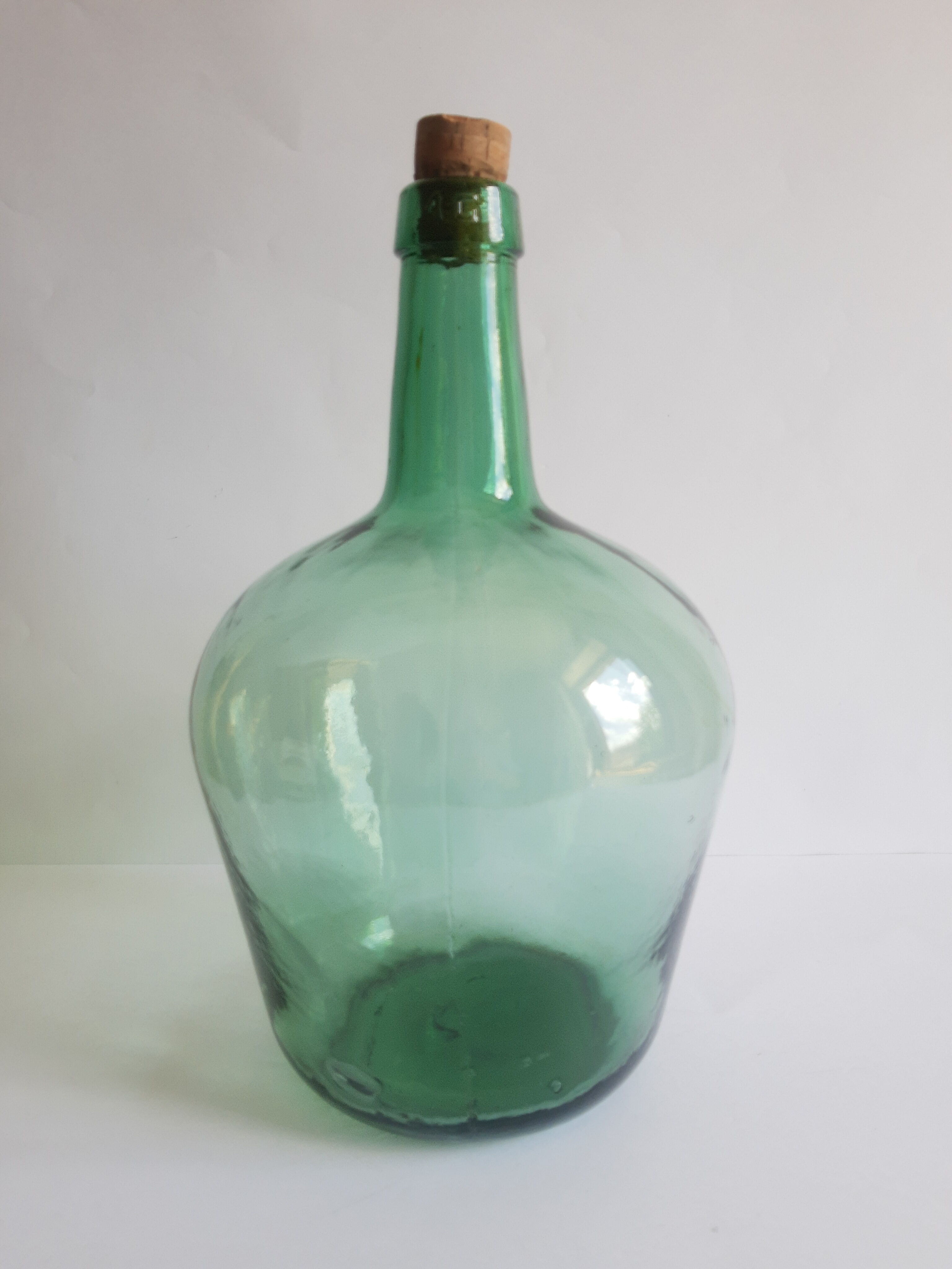Vintage Ayelense Green Glass Demijohn