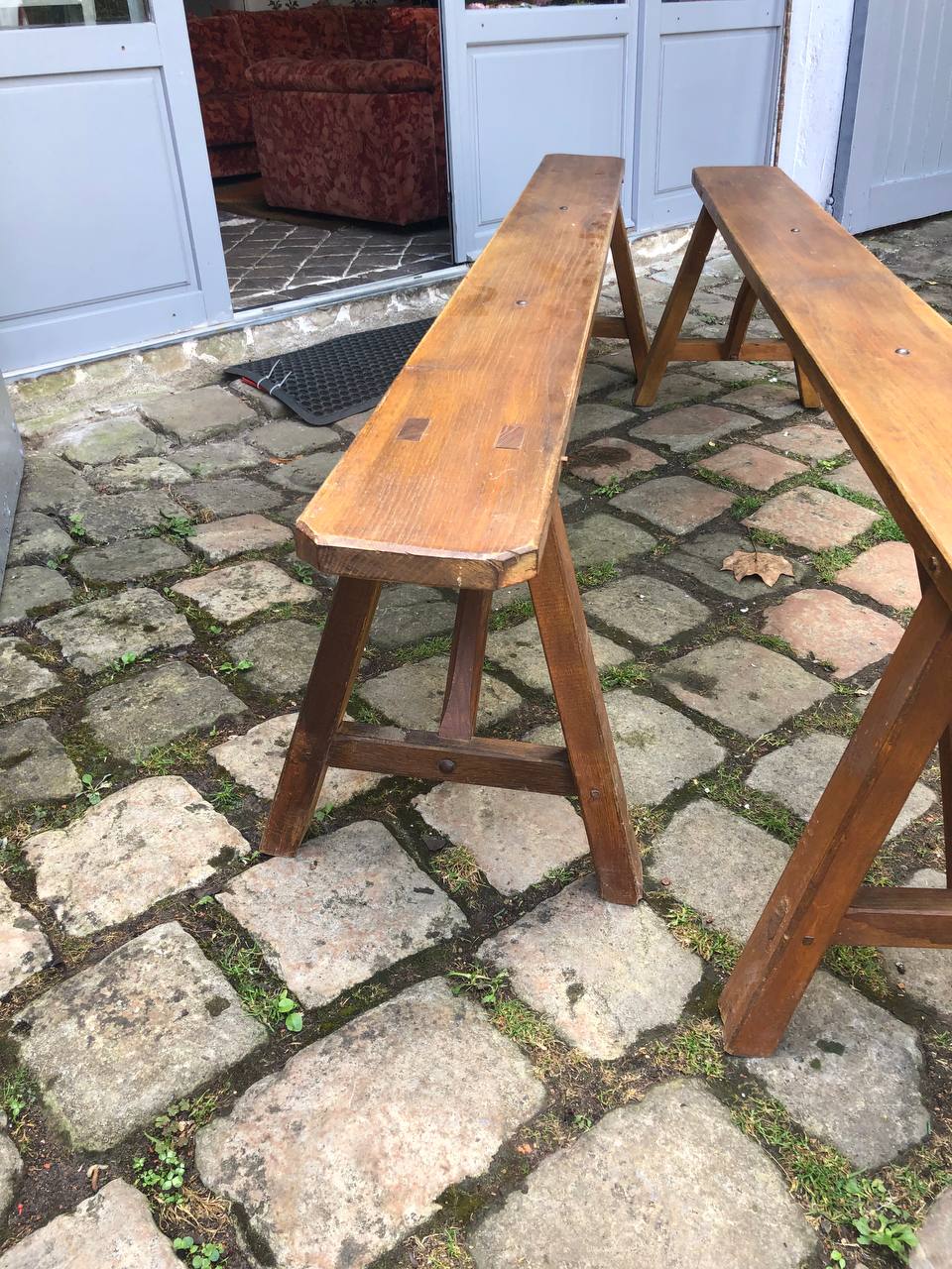 Pair of solid oak benches