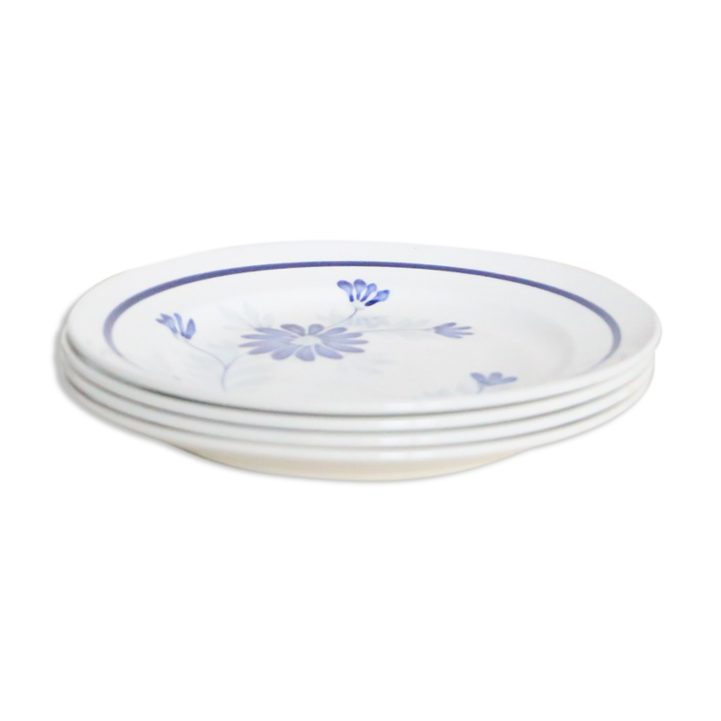 Dessert plates x 5, Saint Amand, hand-painted pattern, floral, French manufacture, vintage