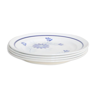 Dessert plates x 5, Saint Amand, hand-painted pattern, floral, French manufacture, vintage