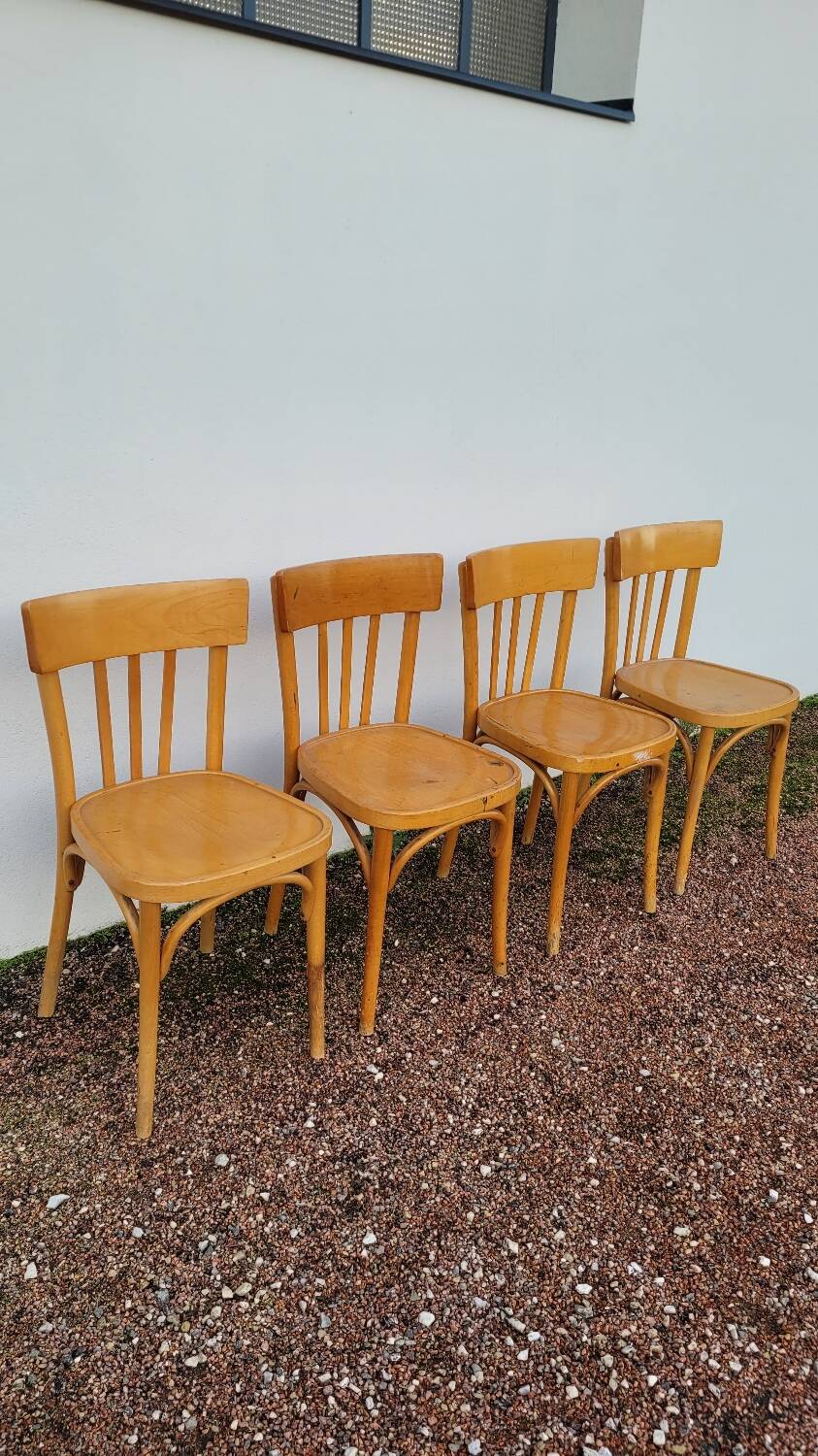 Set of 4 vintage restaurant bistro chairs - 1950s