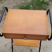 Pair of bedside tables from the 60s in gilded oak and tubes stamped Descher