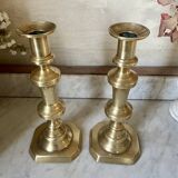 Pair of brass candlesticks from the 19th century.