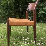 6 wooden and straw chairs, Scandinavian design Cees Braakman for Pastoe, 1960