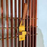Modular coat rack in wood and brass, Italy, 1950s