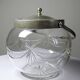 Pot/bowl with a bubble design, antique engraved crystal from Bohemia and silver-plated metal, 1920-1940.