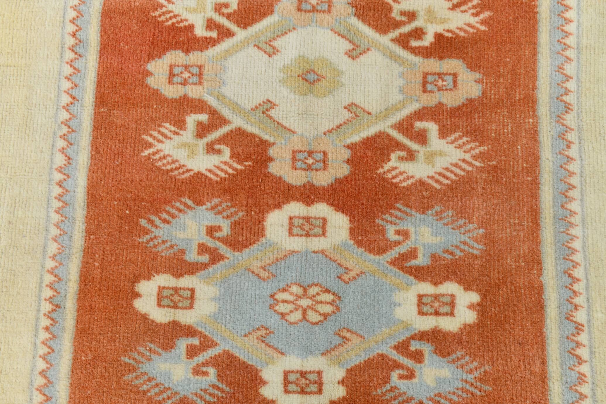 4x6 Oushak Light Blue & Beige Vintage Rug, 127x197Cm