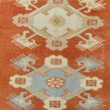 4x6 Oushak Light Blue & Beige Vintage Rug, 127x197Cm