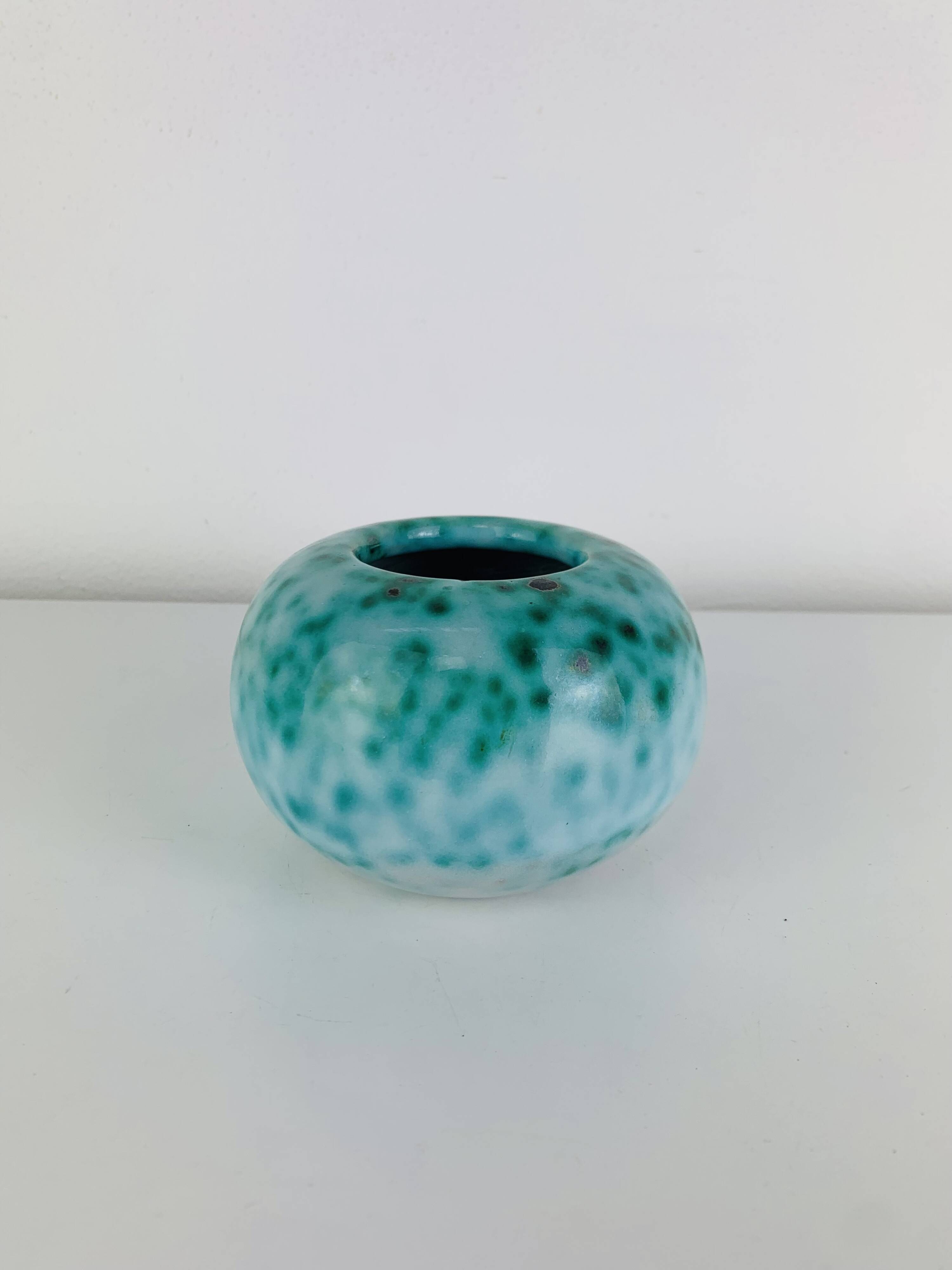 Art Deco ceramic vase Elchinger, speckled green
