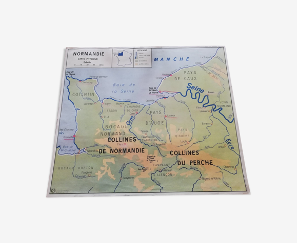 Carte géographie scolaire vintage Normandie/Bassin parisien | Selency